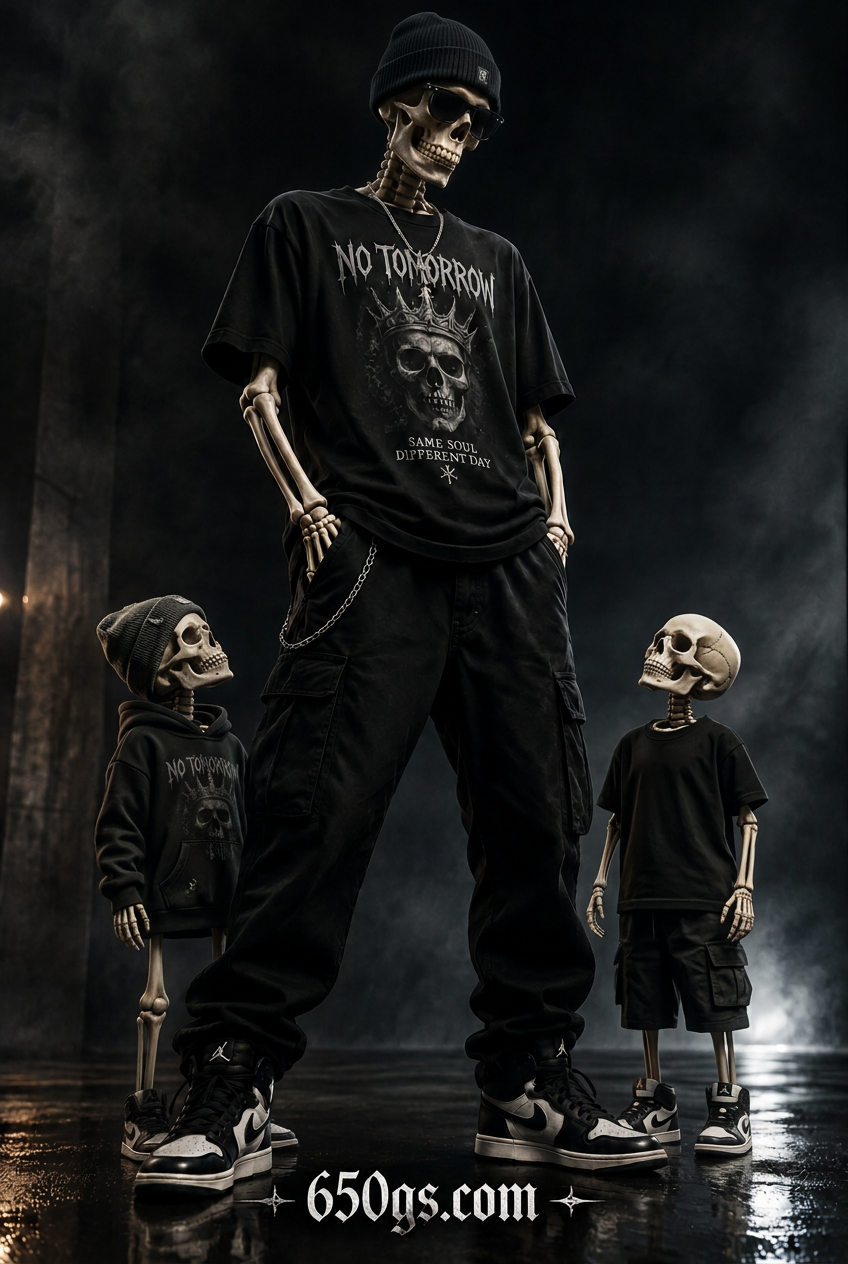 Skeleton with two kids